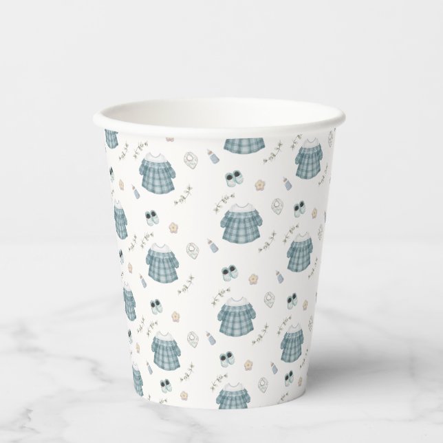 Vasos De Papel Cute Minimal Boho Clothes Pattern Baby Shower (Anverso)