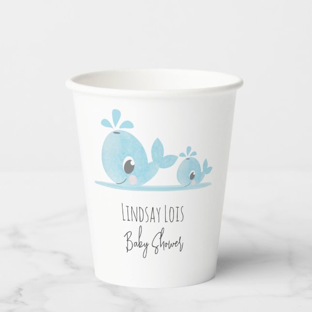 Vasos De Papel Cute Mom Whale Baby Whale Baby Shower (Anverso)