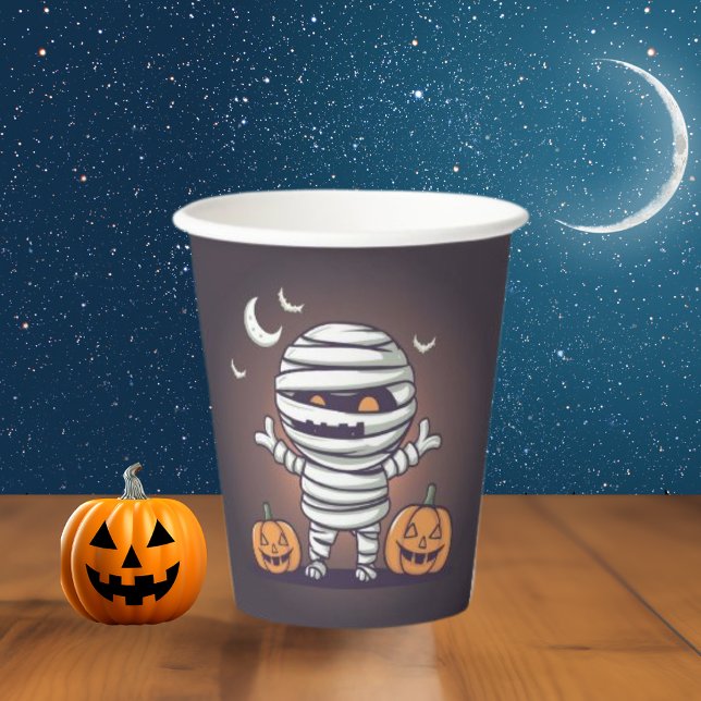 Vasos De Papel Cute momia Ilustracion Halloween taza de papel (Subido por el creador)