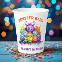 Cute Monsters Kids Fiesta de cumpleaños Cups de pa