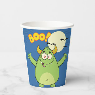 Vasos De Papel Cute Monstruo Verde Halloween Boo