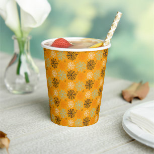 Vasos De Papel Cute naranja Spider web con patrones