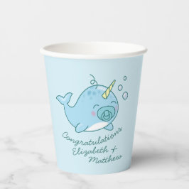 Vasos De Papel Cute Narwhal Baby Shower Kawaii Blue Boy