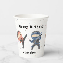 Vasos De Papel Cute Ninja Guerrero Niños Nombre Personalizado Fie