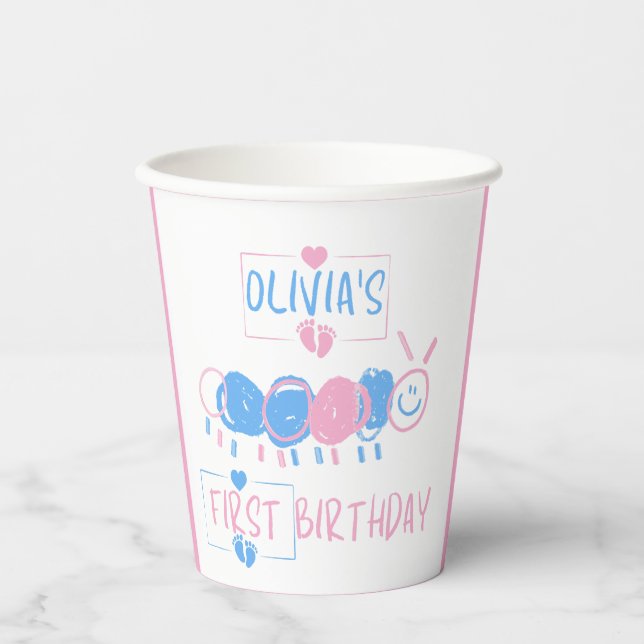 Vasos De Papel Cute Niños Personalizados Doodle Worm Dibujar Cump