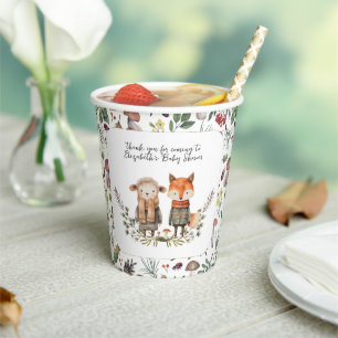 Vasos De Papel Cute Otumn   Woodland Forest Baby Shower