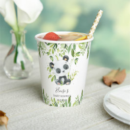 Vasos De Papel Cute Panda Greenery Bamboo Baby Shower Cumpleaños