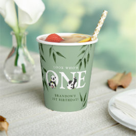 Vasos De Papel Cute Panda Neutral Primer Fiesta de Cumpleaños