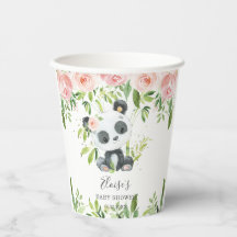 Cute Panda Pink Floral Bamboo Baby Shower Cumpleañ