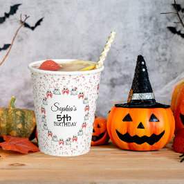 Vasos De Papel Cute Pastel Ghost Tema Texto personalizado Cumplea