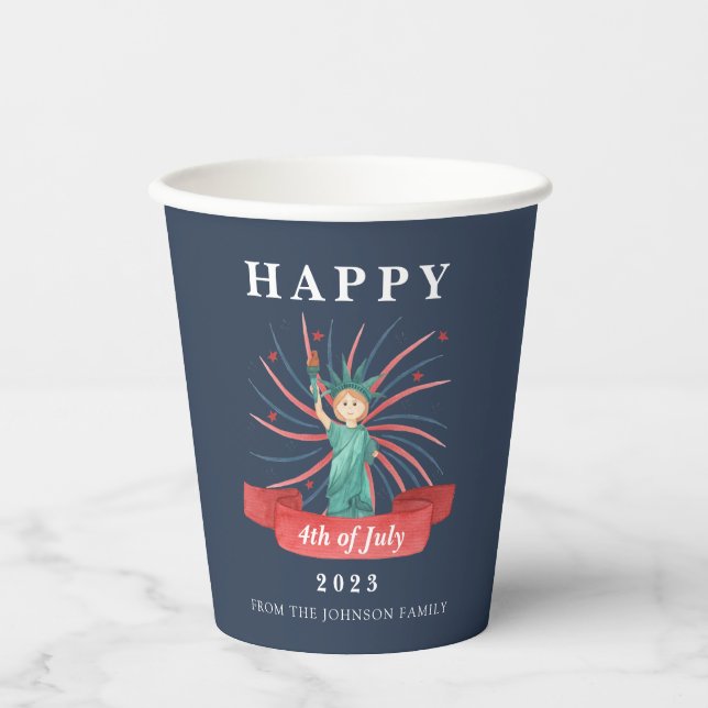 Vasos De Papel Cute Patriótico Rojo Blanco y Azul 4 de Julio (Anverso)