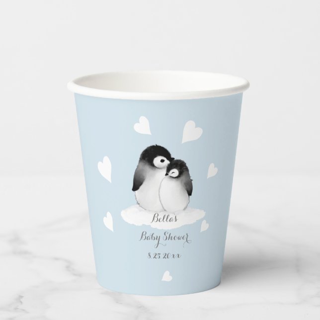 Vasos De Papel Cute Penguin Baby Shower (Anverso)