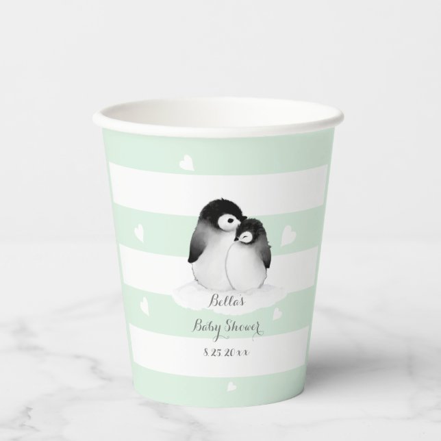Vasos De Papel Cute Penguin Baby Shower (Anverso)