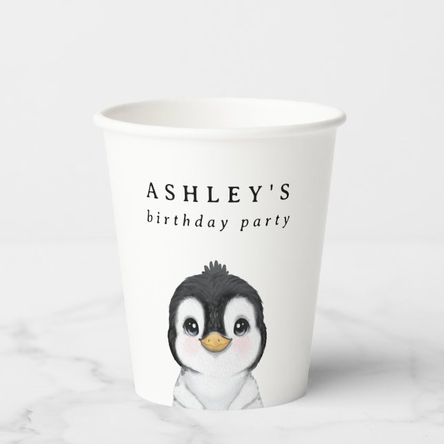 Vasos De Papel Cute Penguin Winter Baby Shower (Anverso)