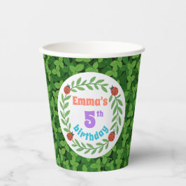 Vasos De Papel Cute Personalizado Ladybug & Leaf 5º cumpleaños