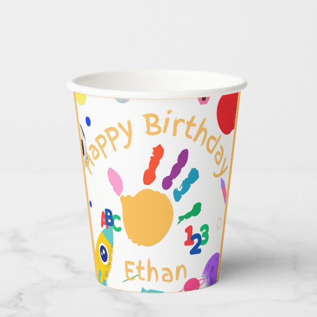 Vasos De Papel Cute Personalized Kid's ABC Paint 123 HB (Anverso)