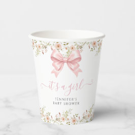 Vasos De Papel Cute Pink Floral Bow Spring Baby Girl Shower