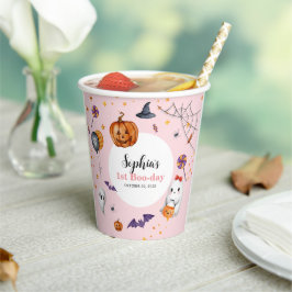 Vasos De Papel Cute Pink Spooky Halloween Niños Cumpleaños