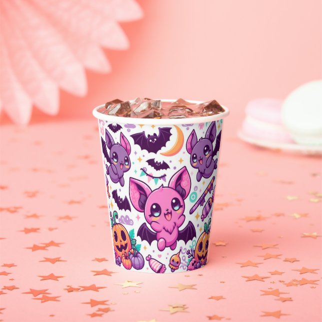 Vasos De Papel Cute purple bats halloween candy (in situ)