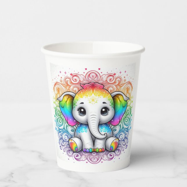Vasos De Papel Cute rainbow baby elephant paper cup (Izquierda)