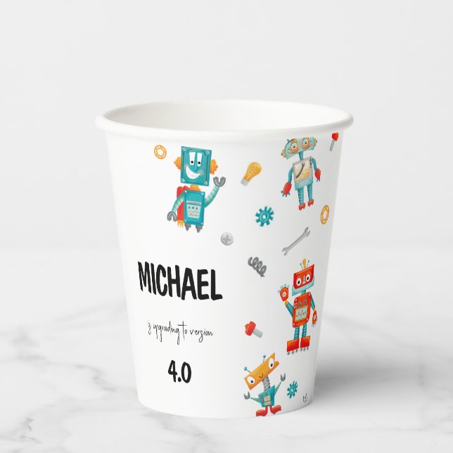 Vasos De Papel Cute Robots (Anverso)