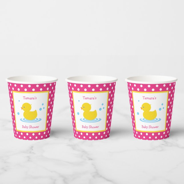 Vasos De Papel Cute rosa Polka Dot Duck Baby Shower (Multi)