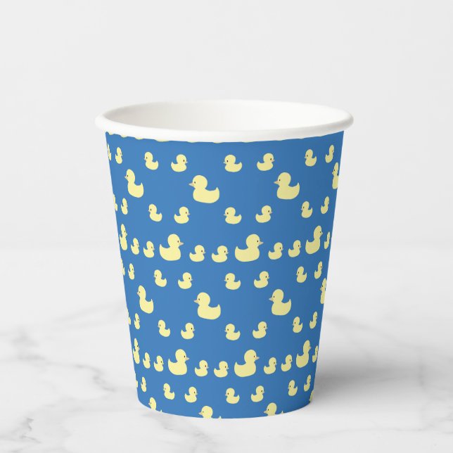 Vasos De Papel Cute Rubber Duck Modern Blue Baby Shower (Anverso)