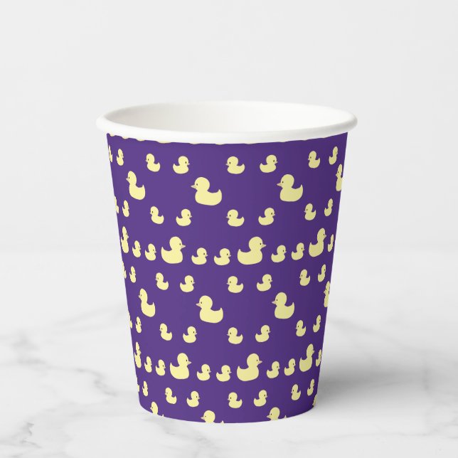 Vasos De Papel Cute Rubber Duck Modern Purple Baby Shower (Anverso)