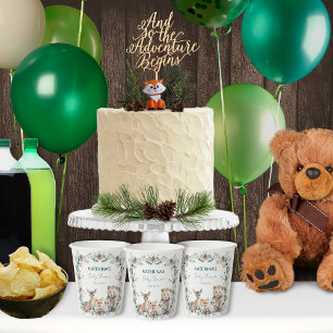 Vasos De Papel Cute Rustic Winter Woodland Animals Baby Shower