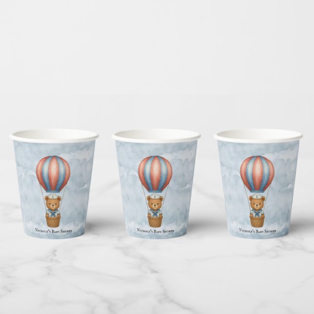 Vasos De Papel Cute Sailor Hot Air Balloon Boy Baby Shower (Multi)