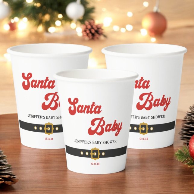 Vasos De Papel Cute Santa Baby Holiday Baby Shower (Subido por el creador)