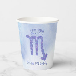 Vasos De Papel Cute Scorpio Astrología Rótulo Personalizado Púrpu