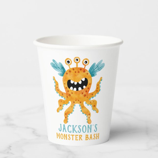 Vasos De Papel Cute Silly Monster Alien Birthday Party (Anverso)