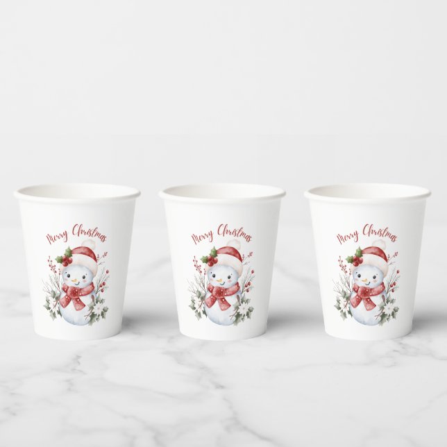 Vasos De Papel Cute Snowman Christmas Paper cup (Multi)