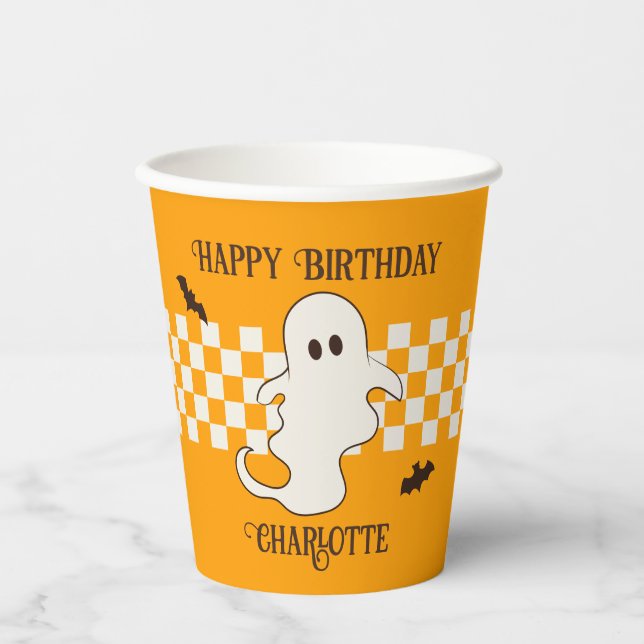 Vasos De Papel Cute Spooky Ghost Halloween Adolescente Cumpleaños (Anverso)