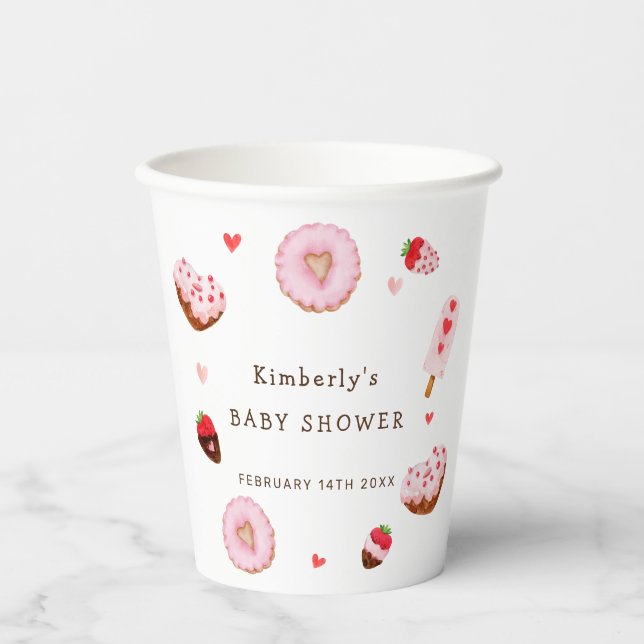 Vasos De Papel Cute Squerido Donuts Valentines Baby Shower (Anverso)