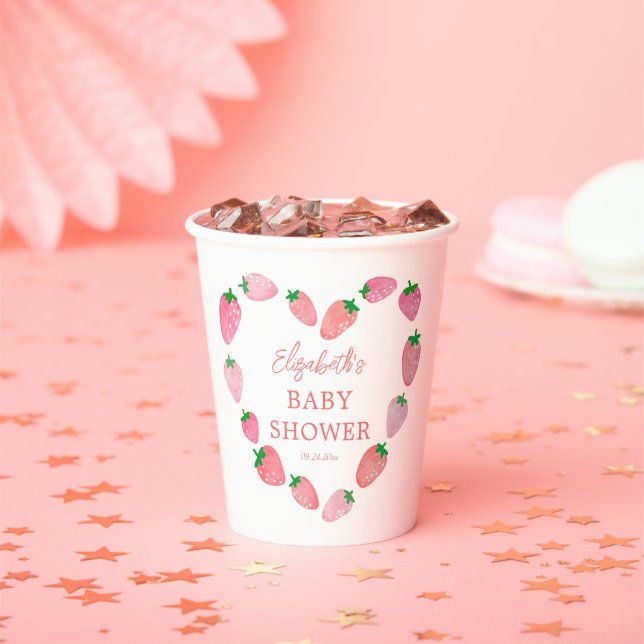 Vasos De Papel Cute Strawberry Baby Shower (in situ)