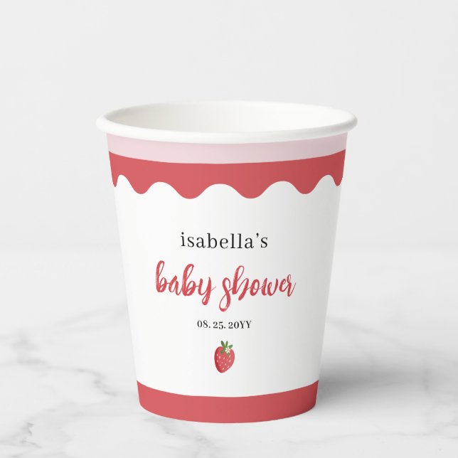 Vasos De Papel Cute Strawberry Baby Shower (Anverso)
