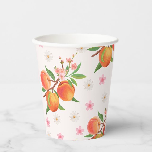 Vasos De Papel Cute Summer Little peach is On The Way Baby Shower (Anverso)