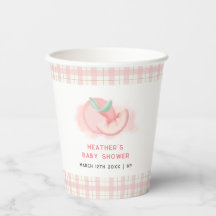 Cute Sweet Pink Gingham Peach Baby Shower