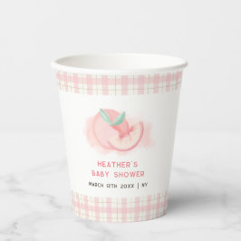 Vasos De Papel Cute Sweet Pink Gingham Peach Baby Shower