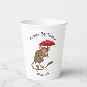 Vasos De Papel Cute Tarsier con ilustracion personalizado paragua
