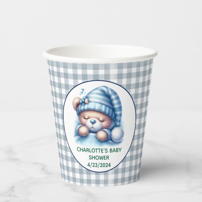 Vasos De Papel Cute Teddy Bear Baby Shower (Anverso)