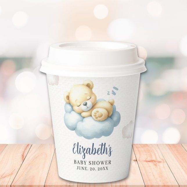 Vasos De Papel Cute Teddy Bear Baby Shower Boy  (Subido por el creador)