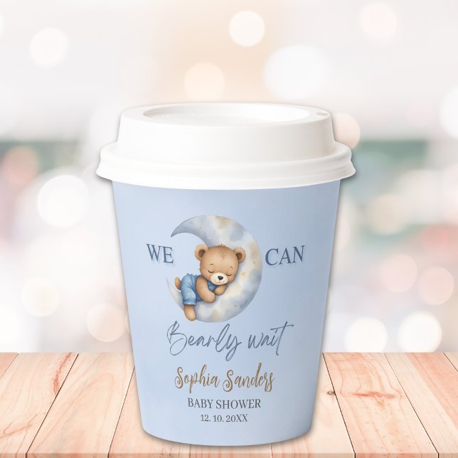 Vasos De Papel Cute Teddy Bear Baby shower boy (Subido por el creador)