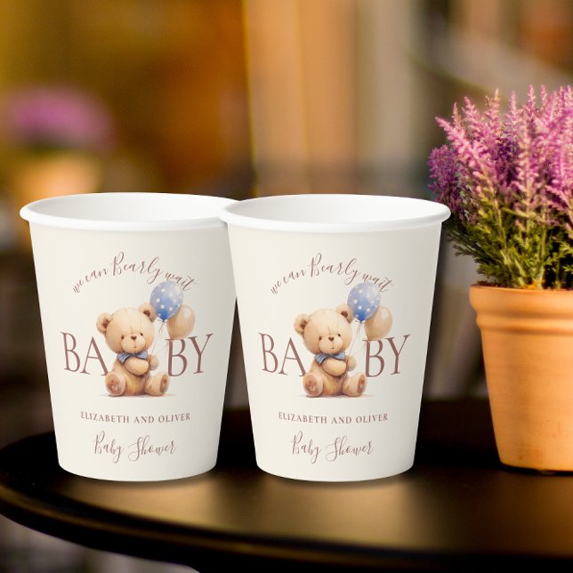 Vasos De Papel Cute Teddy Bear Blue Balloon Baby Shower (Subido por el creador)