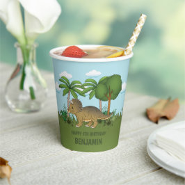 Vasos De Papel Cute Triceratops Dinosaurio Tropical Kid cumpleaño