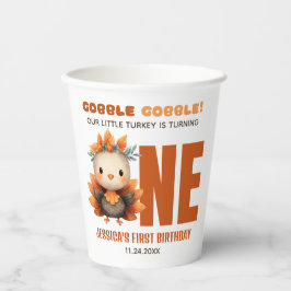 Vasos De Papel Cute Turkey Autumn Thanksgiving 1st Birthday Party