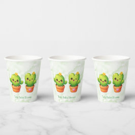 Vasos De Papel Cute Twin Cactus Baby Shower