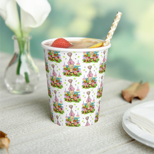 Vasos De Papel Cute Twin Cupcake Happy Birthday Paper Cup  (in situ)